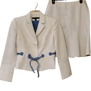 Nipon Boutique Turquoise Tweed Two‎ Piece Suit Size 8P